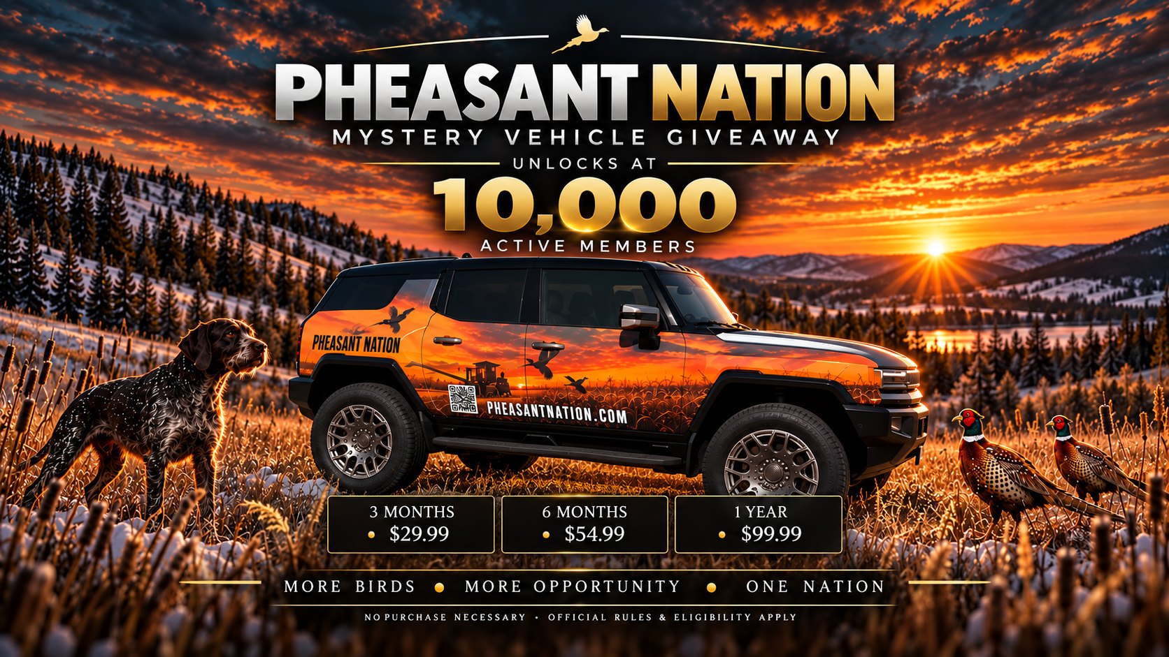 Pheasant Nation vehicle giveaway: a 2024 Hummer EV, unlocks at 10,000 active members